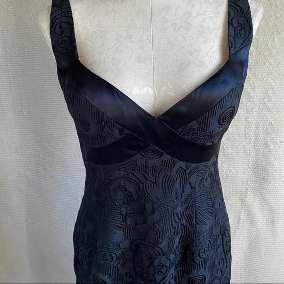 Vintage 90s M Textured Print Cocktail Dress LBD - Picture 3 of 8